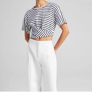 A.L.C. Black and White Striped Twist Crop Top T-shirt size XS